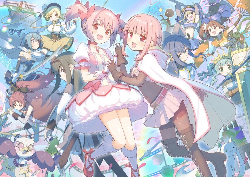 6+girls :o a-q_(madoka_magica) akemi_homura aki_mabayu armlet armor armored_boots asukaru_(magika_ru) back-to-back back_bow belt belt_buckle beret black_boots black_bow black_capelet black_corset black_gloves black_hair black_hairband black_hat black_shirt black_shorts black_sleeves black_thighhighs blonde_hair blue_belt blue_boots blue_dress blue_eyes blue_gemstone blue_hair blue_hat blue_shirt blue_skirt blue_sky blunt_bangs blunt_ends bodystocking boots bow bow_choker bowtie bracer braid breastplate brown_belt brown_hair bubble_skirt buckle buttons cape capelet center_frills chain chest_belt chest_jewel choker circle_skirt cleavage_cutout cloak closed_mouth clothing_cutout cloud collared_cape collared_capelet collared_dress collared_shirt commentary_request corset covered_navel crop_top cropped_shirt cross-laced_shoes crown cube detached_hood detached_sleeves diamond_button door dot_nose dress dress_bow drill_hair dual_wielding easel expressionless film_reel fingerless_gloves fire floating_cape floating_clothes floating_hair flower flower_hairpin folding_fan footwear_bow frilled_dress frilled_shirt frilled_skirt frilled_sleeves frilled_socks frills from_behind full_body furry futaba_sana gem gem_hair_ornament gloves gold_buckle gold_chain green_hair green_sweater grey_boots grey_thighhighs grin hair_between_eyes hair_bow hair_flower hair_ornament hair_through_hood hairband hammer hand_fan happy hat hat_feather high_heel_boots high_heels highres holding holding_fan holding_hammer holding_hands holding_polearm holding_shield holding_sword holding_weapon hood hood_down hood_up hooded_cloak huge_weapon interlocked_fingers jewelry kaname_madoka knee_pads kneehighs lace-up_boots layered_sleeves light_blush long_dress long_hair long_sleeves looking_back low_ponytail low_twintails magia_record:_mahou_shoujo_madoka_magica_gaiden magical_girl mahou_shoujo_madoka_magica mahou_shoujo_madoka_magica_(anime) mahou_shoujo_madoka_magica_magia_exedra memspark_(madoka_magica) messy_hair midriff miki_sayaka mini_hat miniskirt mitsuki_felicia multiple_girls namae_(magia_exedra) nanami_yachiyo nighthawk_(madoka_magica) nunchaku open_mouth orange_eyes orange_flower orange_shirt orange_skirt outline outstretched_arms over_shoulder paint_splatter pauldrons petals petticoat pink_belt pink_bow pink_brooch pink_dress pink_eyes pink_gemstone pink_hair pink_skirt pleated_skirt pleated_sleeves polearm ponytail puffy_long_sleeves puffy_short_sleeves puffy_sleeves pumps purple_bow purple_capelet purple_eyes purple_hood purple_ribbon purple_scarf purple_shirt purple_skirt pyrokinesis rainbow red_bow red_choker red_dress red_eyes red_gemstone red_hair red_shoes ribbon sakura_kyoko scarf shield shirt shoes short_dress short_hair short_sleeves short_twintails shorts shorts_under_skirt shoulder_armor side_braids side_ponytail sidelocks skirt skirt_under_dress sky sleeveless sleeveless_dress smile socks sparkle square_neckline straight_hair strapless strapless_shirt string studded_belt sweater sword tamaki_iroha tareme tassel tassel_hair_ornament thigh_belt thigh_boots thigh_strap thighhighs tomoe_mami tsurime turtleneck turtleneck_shirt turtleneck_sweater twin_braids twin_drills twintails two-tone_capelet two-tone_shirt veil very_long_hair vest waist_bow wavy_hair weapon weapon_over_shoulder white_cape white_cloak white_dress white_gloves white_outline white_shirt white_skirt white_sleeves white_socks white_thighhighs white_veil white_vest yellow_bow yellow_bowtie yellow_crown yellow_eyes yellow_ribbon yellow_skirt yui_tsuruno
