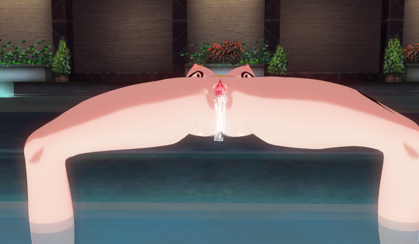 1girl 3d body_markings breasts completely_nude defeated_villainess exhibitionism female_orgasm gluteal_fold large_breasts lying nude on_back orgasm original public_indecency pussy_juice pussy_juice_drip ryona solo thighs