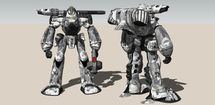 3d alien armor camouflage cannon choujikuu_yousai_macross desert digital_camouflage emblem energy_gun flemenmik highres macross mecha no_humans nousjadeul-ger power_armor ray_gun realistic redesign robot science_fiction translation_request tyo0911 weapon zentradi