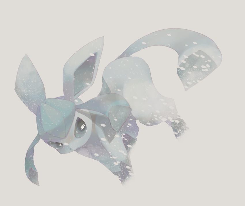 aqua_fur aqua_sclera blizzard colored_sclera duplicate dutch_angle gen_4_pokemon glaceon hinekure hinekureru nekopaint_(medium) nintendo no_humans outdoors pale_color pokemon pokemon_(creature) sideways_glance snowing snowstorm solo walking winter