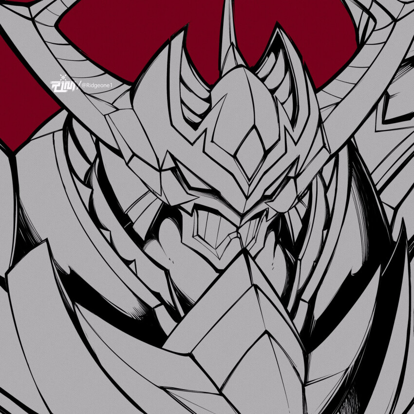 armor darkknightmon digimon digimon_(creature) full_armor highres horns solo