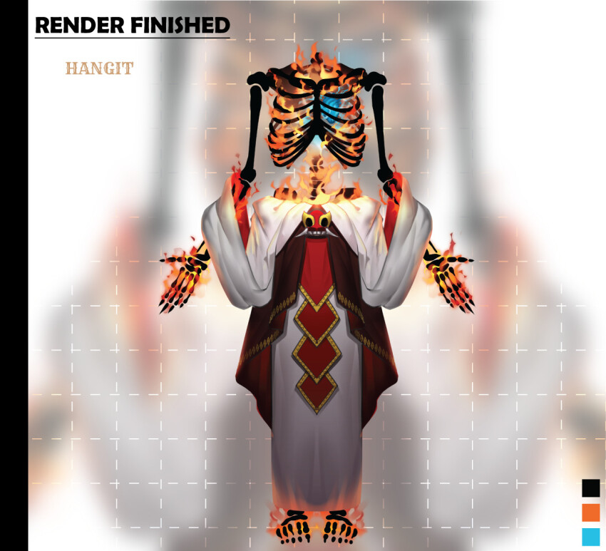1other burning exposed_heart fire headless mask najashi oni_mask original rope skeleton standing undead white_rope