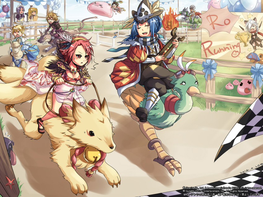 &gt;_&lt; 3boys 5girls :3 ^^^ ahoge alpaca apple arch_bishop_(ragnarok_online) argyle_clothes argyle_coat assassin_cross_(ragnarok_online) aster_(ragnarok_online) baggy_pants balloon bangle bird black_bodysuit black_hat black_pants black_sandals black_scarf black_shoes black_vest blonde_hair blue_dress blue_eyes blue_hair bodysuit bracelet breasts breath_weapon breathing_fire brown_dress brown_hair cape checkered_flag clam cleavage closed_eyes closed_mouth coat commentary_request curly_sue dated detached_sleeves double_bun double_neck_guitar dress ferus_(ragnarok_online) fire flag flower flower_on_head food fox fruit full_body fur_collar glasses grass guillotine_cross_(ragnarok_online) guitar hair_bun halo hat holding holding_instrument hyena instrument jewelry juliet_sleeves kafra_uniform long_hair long_sleeves looking_at_another maid maid_headdress medium_breasts medium_hair minstrel_(ragnarok_online) multiple_boys multiple_girls novice_(ragnarok_online) opaque_glasses open_mouth pants pavianne_(ragnarok_online) peco_peco pink_hair plume poring puffy_short_sleeves puffy_sleeves purple_hair racetrack racing ragnarok_online red_cape red_coat riding_dragon rune_knight_(ragnarok_online) sandals scarf see-through_clothes see-through_dress shellfish_(ragnarok_online) shirt shoes short_hair short_sleeves sleeveless sleeveless_dress slime_(creature) smile sorcerer_(ragnarok_online) spiked_pauldrons starfish striped_clothes striped_scarf sunflower traditional_halo two-tone_dress vest wei_yudu_rou white_dress white_scarf white_shirt white_sleeves yellow_halo