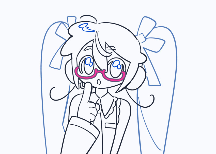 39 animated animated_gif aqua_eyes aqua_hair aqua_necktie detached_sleeves glasses hatsune_miku highres long_hair necktie renzhi00334233 twintails very_long_hair vocaloid