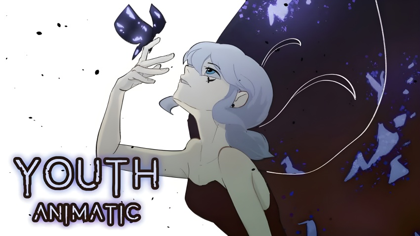1girl absurdres black_butterfly black_dress black_eyes black_wings blue_eyes blue_hair bug butterfly butterfly_on_hand butterfly_tattoo butterfly_wings dark_persona dress earrings english_text highres insect insect_wings jewelry marinette_dupain-cheng miraculous_ladybug resized shirotani solo tattoo upscaled video_thumbnail white_background wings