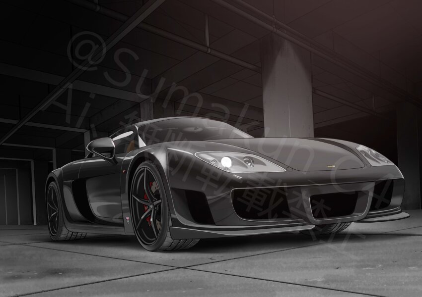 artist_name black_car car highres indoors motor_vehicle noble_(company) noble_m600 original shadow sports_car sumakun vehicle_focus watermark