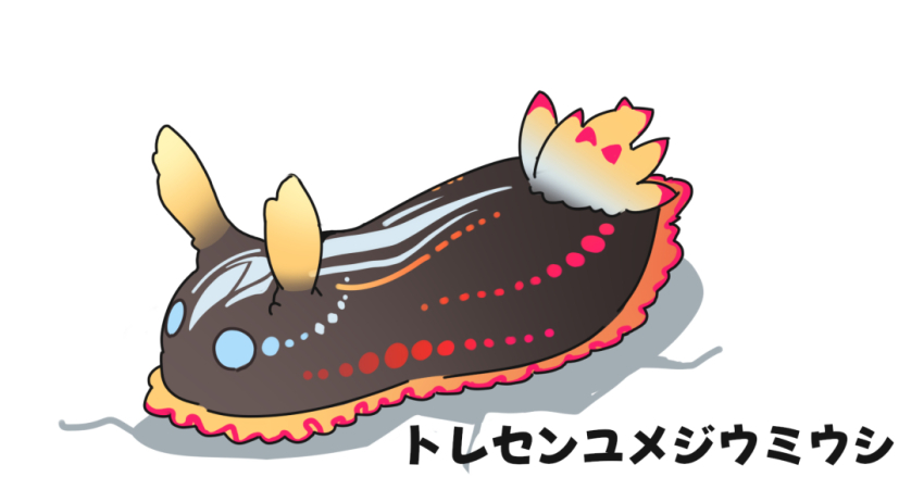 animal animal_focus animalization blue_eyes dream_journey_(umamusume) no_humans sea_slug shadow simple_background translation_request umamusume warashi white_background
