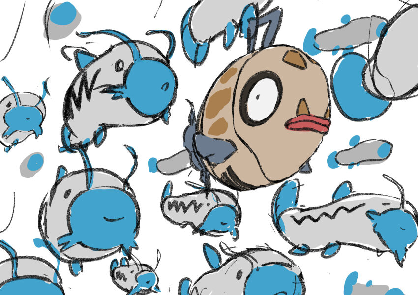 aomon_(yuuji7604) barboach black_eyes closed_mouth feebas fins fish gen_3_pokemon highres nintendo no_humans pokemon pokemon_(creature) pokemon_focus solid_circle_eyes whiskers white_background