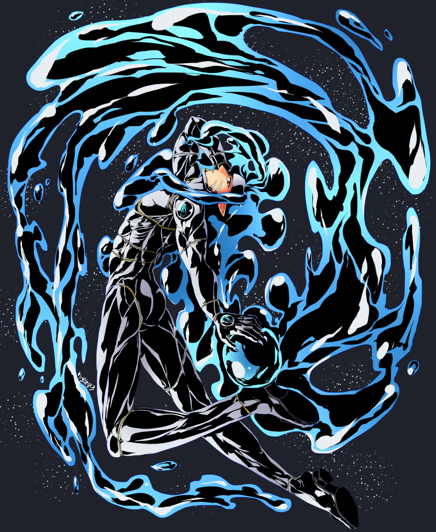 1boy absurdres digimon highres looking_at_viewer pointy_ears solo splashmon water