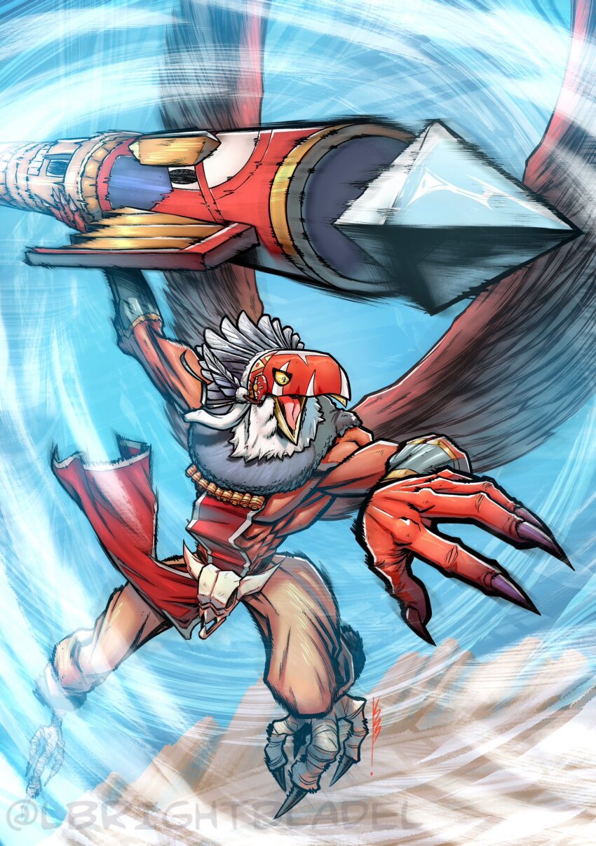 claws digimon digimon_(creature) garudamon garudamon_x-antibody highres mask muscular solo totem wings