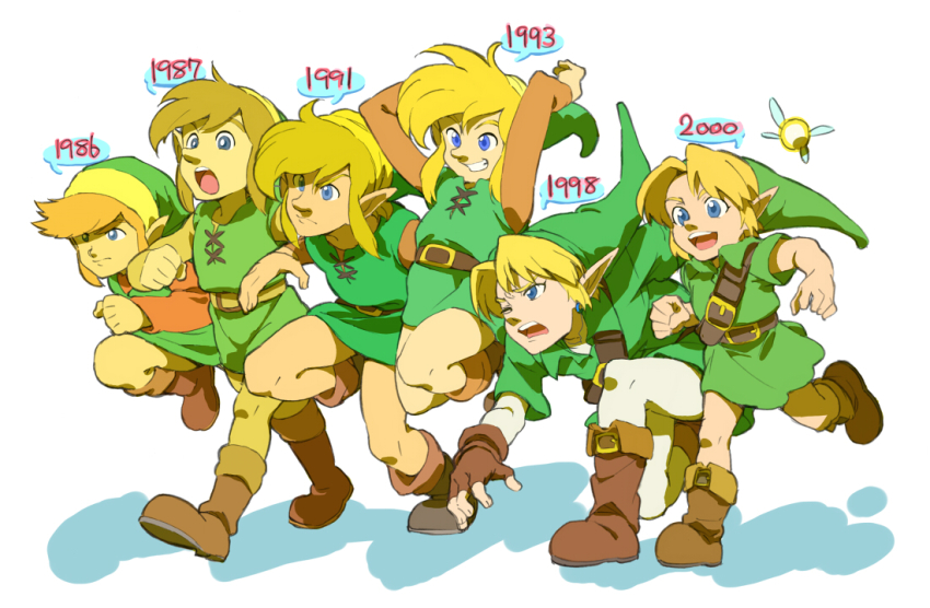6+boys aged_down aged_up blonde_hair blue_eyes brown_hair grin happy hat jump link male_focus multiple_boys multiple_persona nintendo pantyhose running serious smile tatl the_legend_of_zelda the_legend_of_zelda:_a_link_to_the_past the_legend_of_zelda:_link&#039;s_awakening the_legend_of_zelda:_majora&#039;s_mask the_legend_of_zelda:_ocarina_of_time the_legend_of_zelda_(nes) tunic usikani walking young_link zelda_ii:_the_adventure_of_link