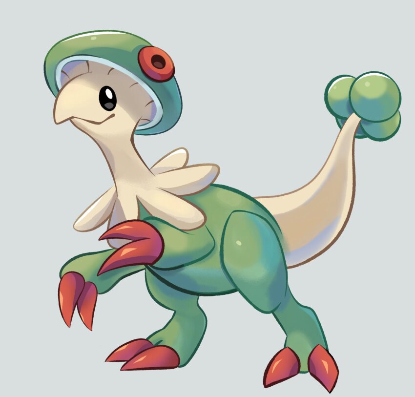 black_eyes breloom bright_pupils claws closed_mouth dinosaur full_body gen_3_pokemon highres june_buns nintendo no_humans pokemon pokemon_(creature) smile standing tail white_pupils