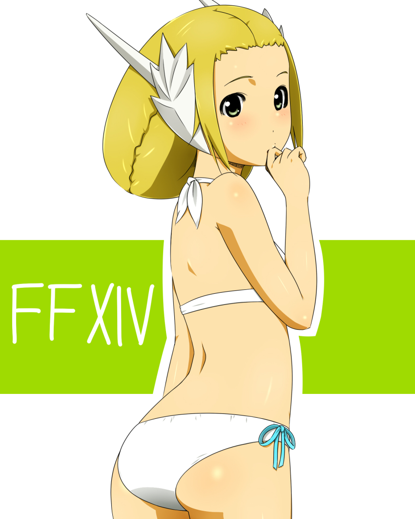 10s blonde_hair final_fantasy final_fantasy_xiv green_eyes highres kan-e-senna maria_1/2 padjal short_hair swimsuit