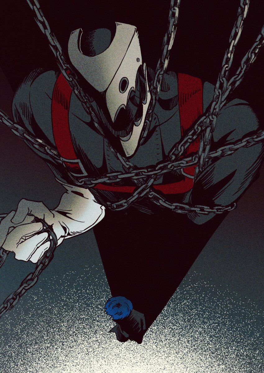 chain chained gloves helmet highres otoko_haza persona persona_(summon) persona_3 persona_3_reload shadow sharp_teeth teeth thanatos_(persona)
