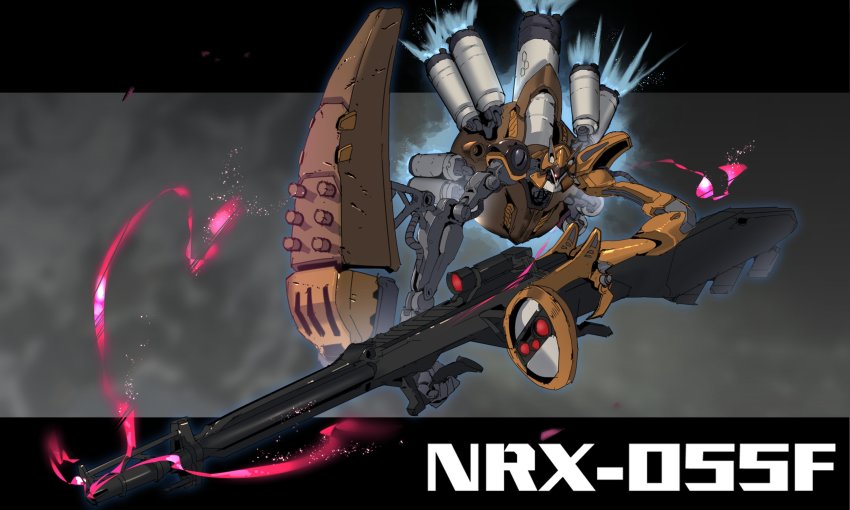 absurdres baund_doc energy_gun gun gundam highres holding holding_gun holding_weapon mecha no_humans one-eyed pink_eyes redesign rifle robot sniper_rifle scope solo thrusters weapon zeta_gundam zhu_fun
