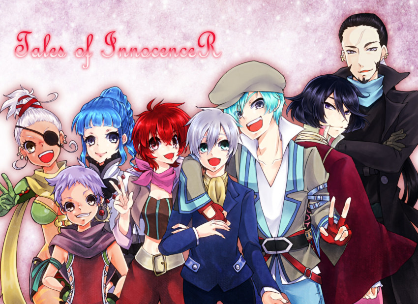 ange_serena aqua_hair black_hair blue_hair grey_hair hermana_larmo iria_animi kongwai_tao purple_hair qq_selesneva red_hair ricardo_soldato ruca_milda spada_belforma tales_of_(series) tales_of_innocence