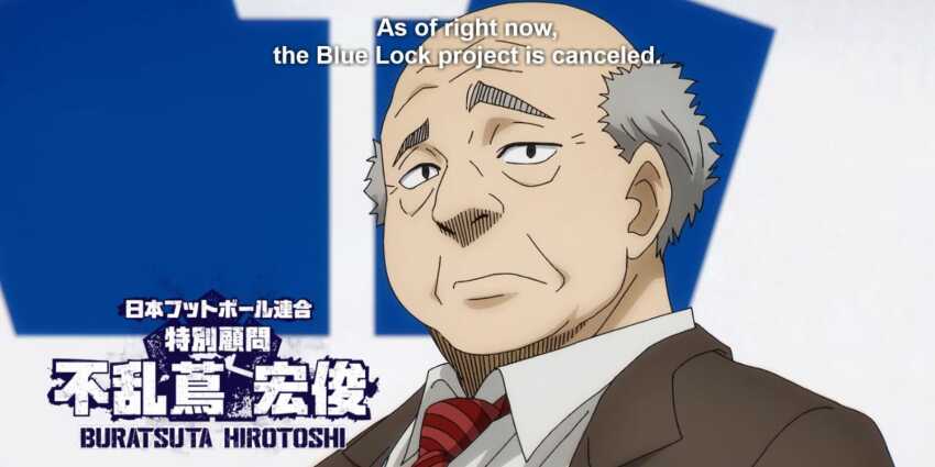 1boy black_eyes blue_lock brown_jacket buratsuta_hirotoshi grey_hair highres jacket japanese_text looking_at_viewer male_focus shirt short_hair text_focus white_shirt