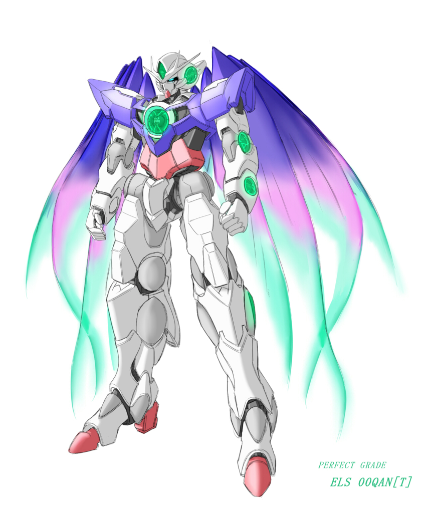00_qan[t] 00s els gundam gundam_00 gundam_00_a_wakening_of_the_trailblazer highres mecha neon no_humans prometheus765 rabinidaddo robot spoilers text_focus wings