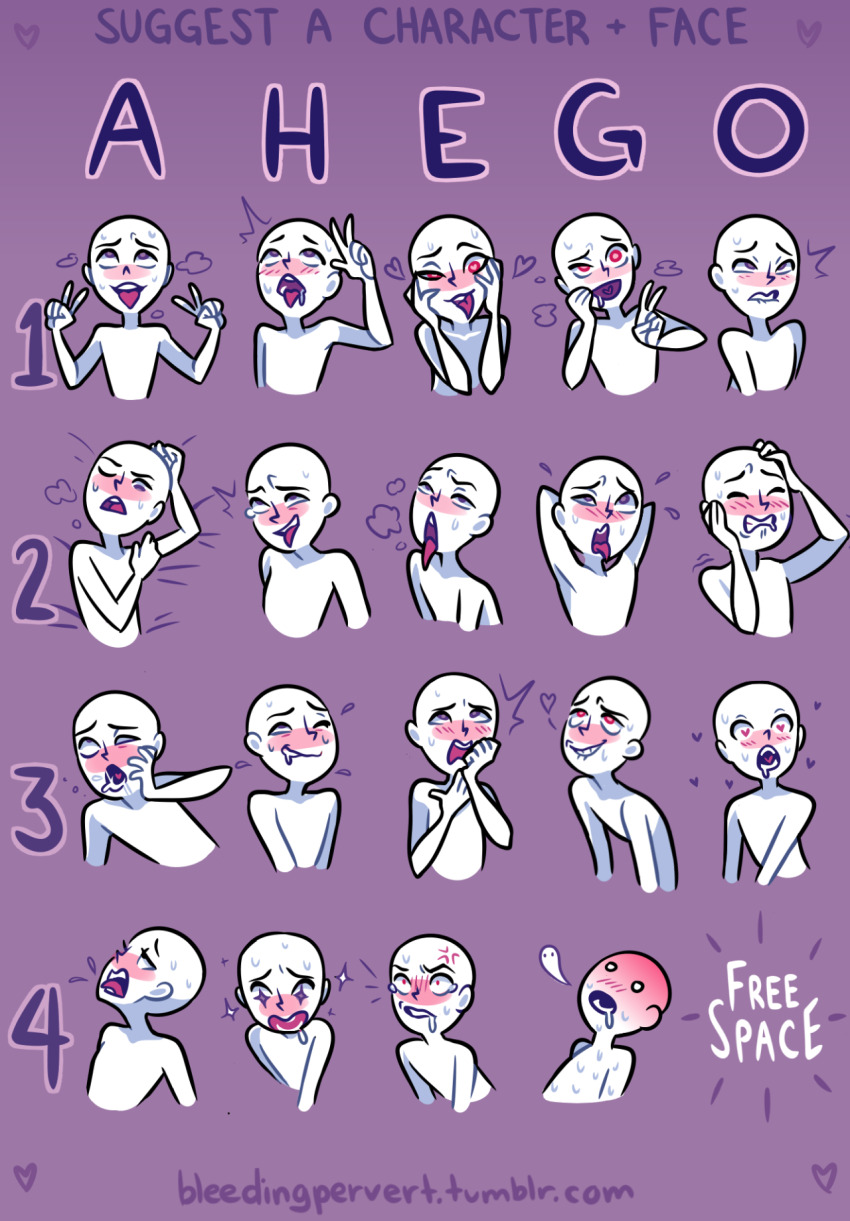 ahegao ambiguous_gender bald bleedingpervert blush colored_skin anger_vein double_v drooling hands_on_own_cheeks hands_on_own_face heart heart-shaped_pupils highres implied_sex meme star-shaped_pupils star_(symbol) sweat symbol-shaped_pupils template tongue tongue_out trembling v white_skin