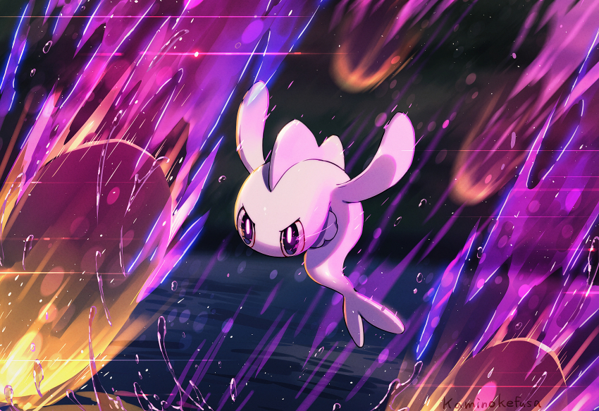 alternate_color animal_focus artist_name commentary_request draco_meteor_(pokemon) fish full_body highres kaminokefusa meteor nintendo no_humans pokemon pokemon_(creature) pokemon_focus pokemon_move shiny_pokemon solo tatsugiri tatsugiri_(droopy)