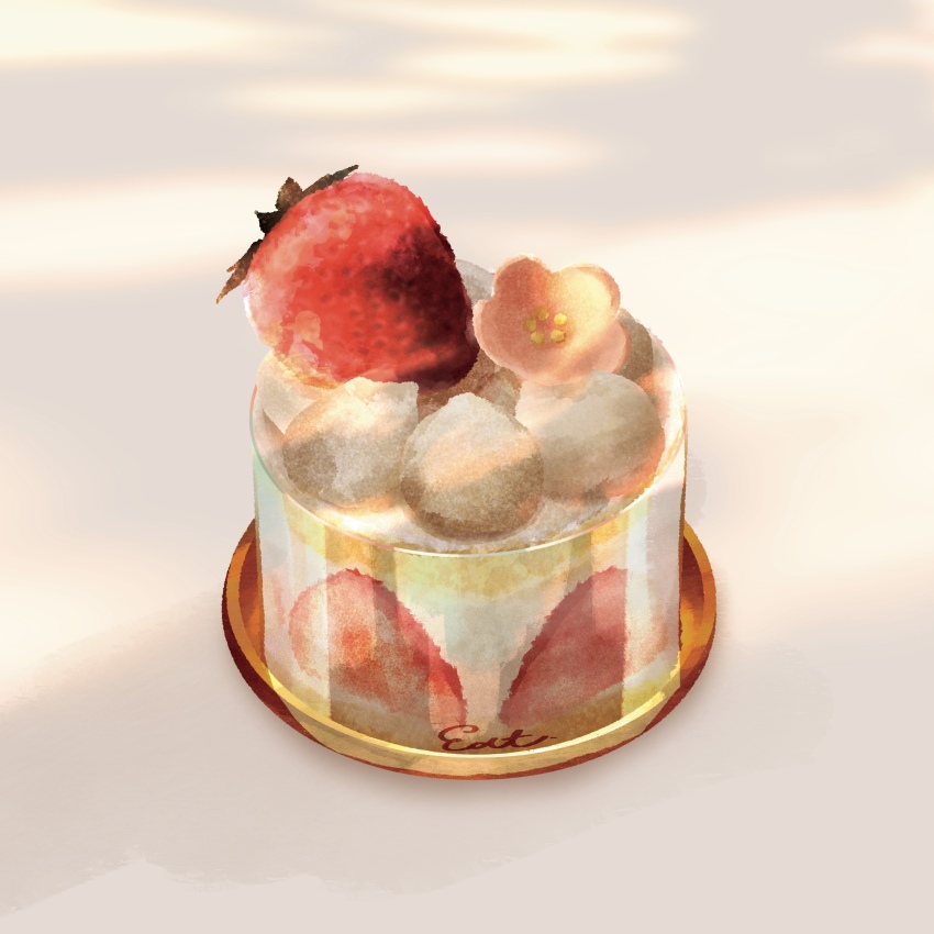 absurdres cake commentary_request food food_focus fruit highres ito_(user_snhu2323) no_humans original shortcake still_life strawberry strawberry_shortcake strawberry_slice