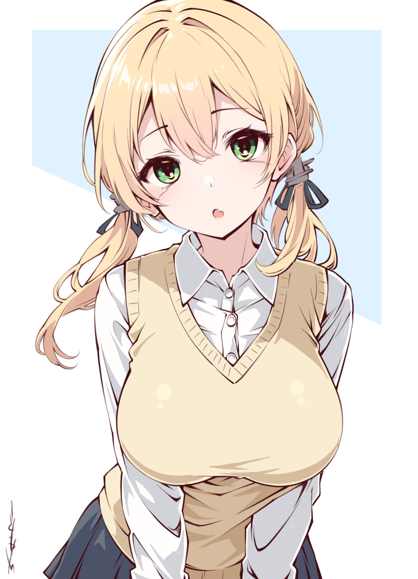 alternate_costume blonde_hair breasts hair_ornament highres large_breasts prinz_eugen_(kancolle) sakakiba_misogi sharp_teeth teeth twintails