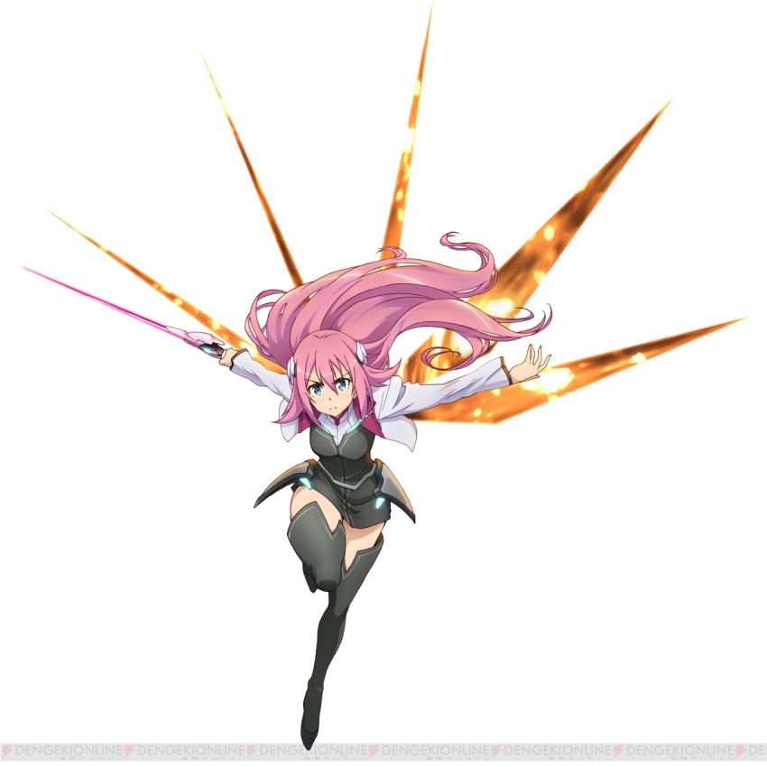 10s 1girl armor belt black_boots black_thighhighs blazer blue_eyes boots breasts dengeki dress faulds female_focus floating_hair full_body gakusen_toshi_asterisk glowing glowing_sword glowing_weapon hair_between_eyes hair_ornament highres holding holding_weapon jacket julis-alexia_von_riessfeld kawakami_tetsuya long_hair long_sleeves looking_at_viewer neon_trim official_art open_clothes open_jacket outstretched_arm purple_hair serious short_dress small_breasts solo standing sword thigh_boots thighhighs transparent_background turtleneck very_long_hair weapon zettai_ryouiki