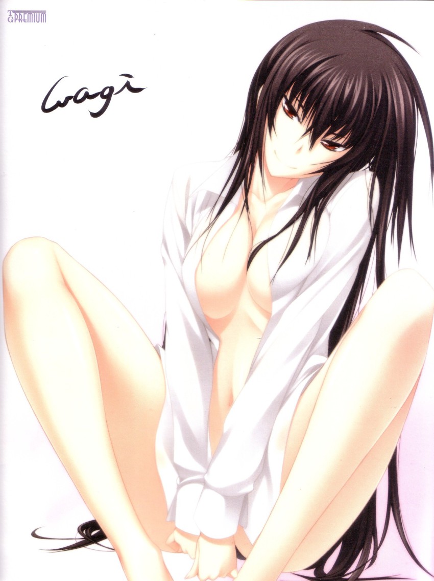 breasts highres kawakami_momoyo large_breasts long_hair maji_de_watashi_ni_koi_shinasai! open_clothes open_shirt red_eyes shirt wagi