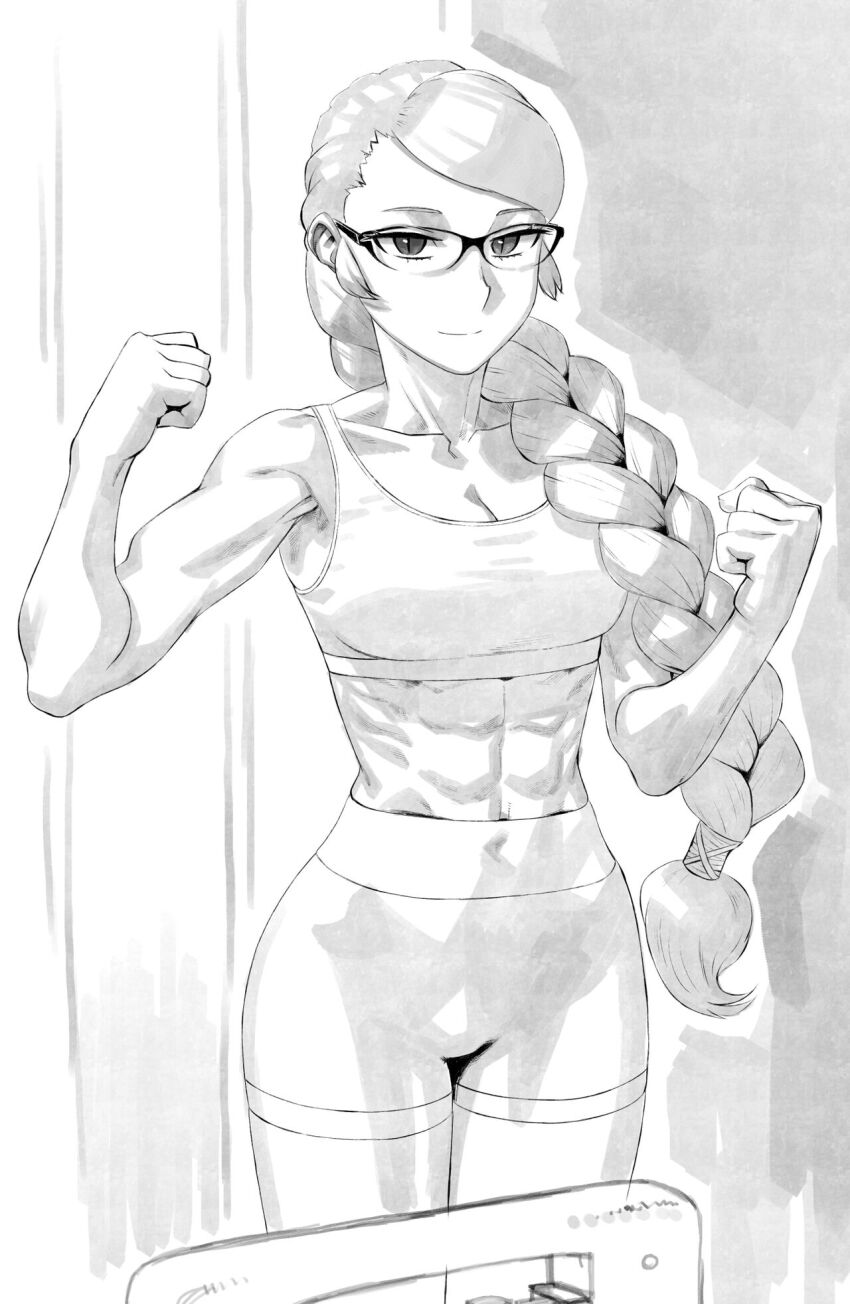 1girl abs artist_request bike_shorts highres muscular muscular_female smile tagme toned