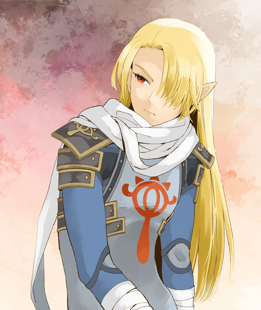 1boy alternate_hairstyle bandaged_arm bandages closed_mouth commentary_request genderswap genderswap_(ftm) hair_over_one_eye highres long_hair moi_(arararcrc) ninja nintendo one_eye_covered pointy_ears red_eyes scarf sheik sheikah solo super_smash_bros. the_legend_of_zelda the_legend_of_zelda:_ocarina_of_time white_scarf
