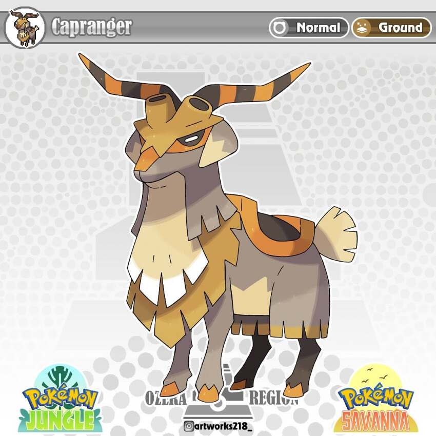 artist_name artworks218 english_text fakemon horns instagram_logo instagram_username logo looking_at_viewer nintendo no_humans original pokemon pokemon_(creature) solo