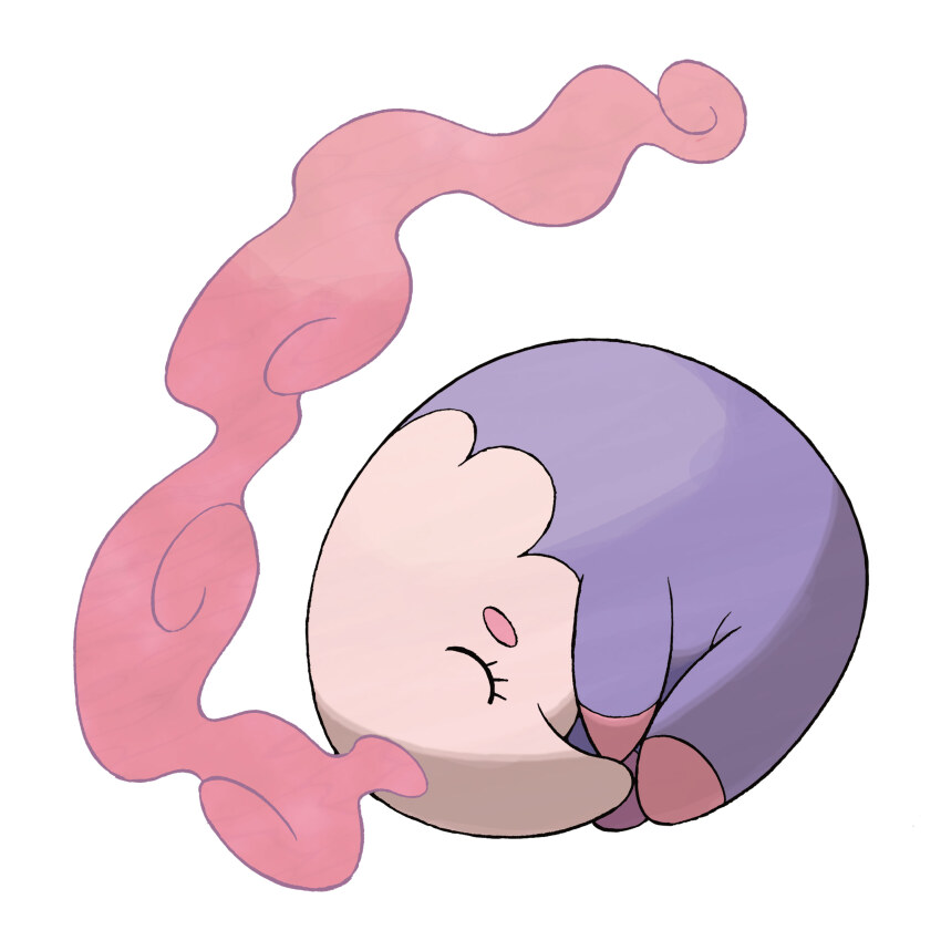 absurdres animal_focus artist_request blush blush_stickers closed_eyes curled_up eyelashes full_body gas gen_5_pokemon highres musharna nintendo no_humans official_art pokemon pokemon_(creature) pokemon_bw pokemon_focus simple_background solo third-party_source white_background