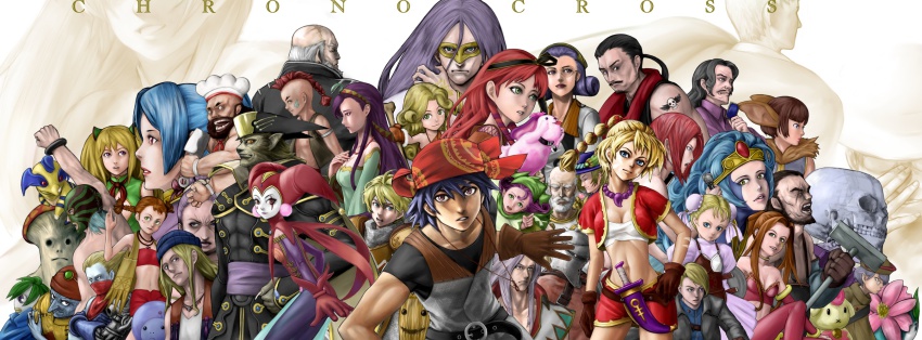 absolutely_everyone chrono_(series) chrono_cross doc_(chrono_cross) draggy everyone fargo_(chrono_cross) funguy glenn_(chrono_cross) greco grobyc guile_(chrono_cross) harle_(chrono_cross) highres hoshi_no_ko irenes janice_(chrono_cross) karsh kid_(chrono_cross) korcha leah leena_(chrono_cross) long_image luccia_(chrono_cross) lynx macha marcy marcy_(chrono_cross) mel_(chrono_cross) miki_(chrono_cross) mojo_(chrono_cross) neofio nikki_(chrono_cross) norris_(chrono_cross) orcha orlha pierre pip poshul radius_(chrono_cross) raikou_(pixiv70527) razzly riddel serge_(chrono_cross) skelly sneff sprigg steena turnip_(chrono_cross) van_(chrono_cross) viper_(chrono_cross) wide_image zappa_(chrono_cross) zoah