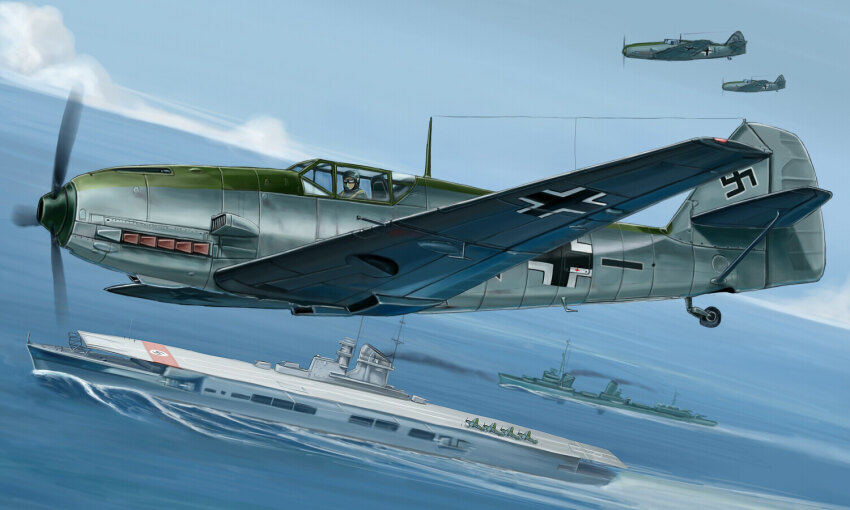1boy aircraft aircraft_carrier airplane balkenkreuz cross dutch_angle flying graf_zeppelin_(aircraft_carrier) kcme kriegsmarine luftwaffe military military_vehicle ocean original propeller_fighter ship swastika vehicle_focus warship watercraft world_war_ii
