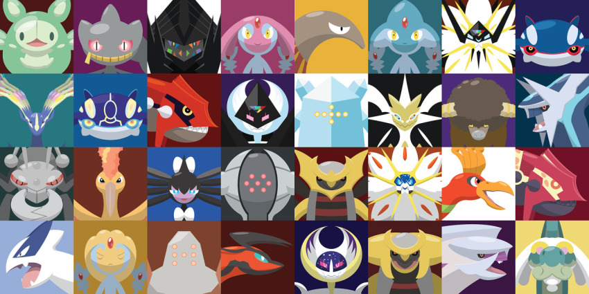 azelf banette bouffalant commentary creature dialga durant english_commentary fangs gen_1_pokemon gen_2_pokemon gen_3_pokemon gen_4_pokemon gen_5_pokemon gen_6_pokemon gen_7_pokemon giratina giratina_(altered) giratina_(origin) gothitelle grin groudon heatmor kyogre legendary_pokemon looking_at_viewer lugia mesprit moltres necrozma necrozma_(dawn_wings) necrozma_(dusk_mane) necrozma_(normal) necrozma_(ultra) nintendo pokemon pokemon_(creature) primal_groudon primal_kyogre regice registeel reuniclus shawn_flowers smile solgaleo xerneas