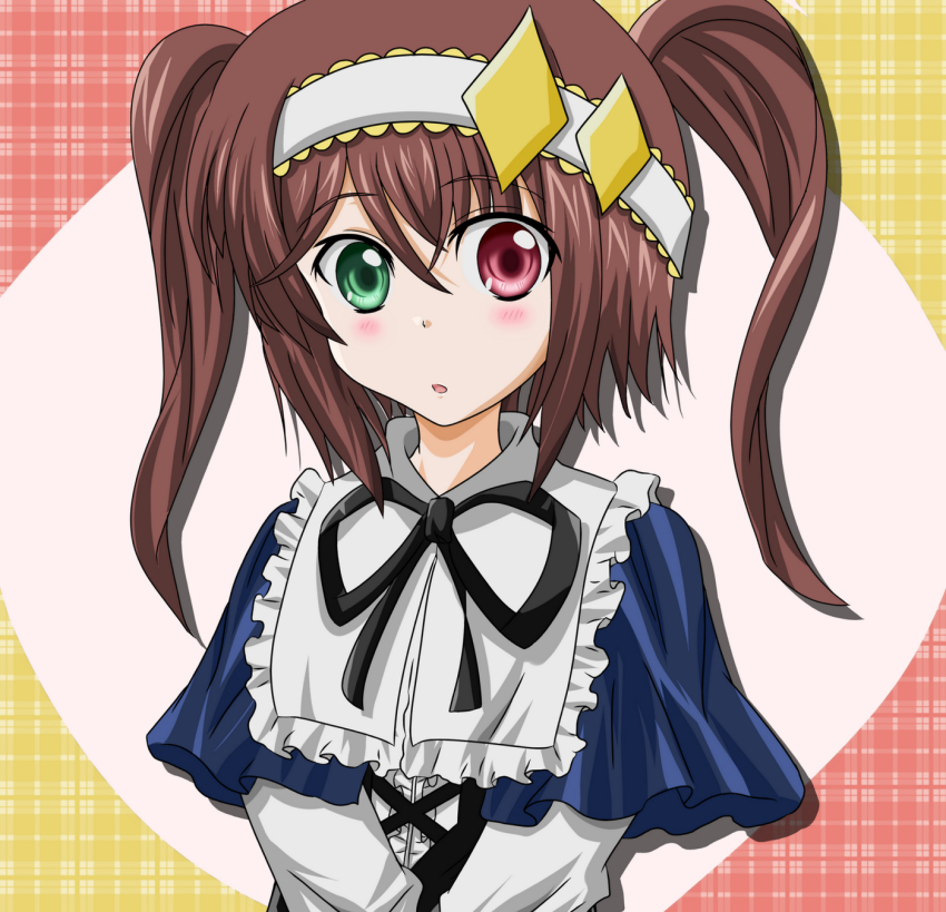 1girl amulet_dia bow creator_connection crossover dia_(shugo_chara!) female_focus heterochromia highres parody peach-pit rozen_maiden shugo_chara! solo souseiseki takumi_(rozen_garten)