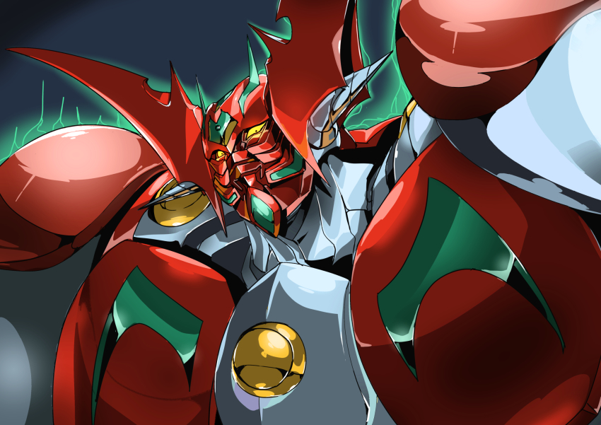 aura daison getter_arc getter_robo getter_robo_arc highres looking_down mecha mecha_focus no_humans portrait robot science_fiction solo super_robot yellow_eyes
