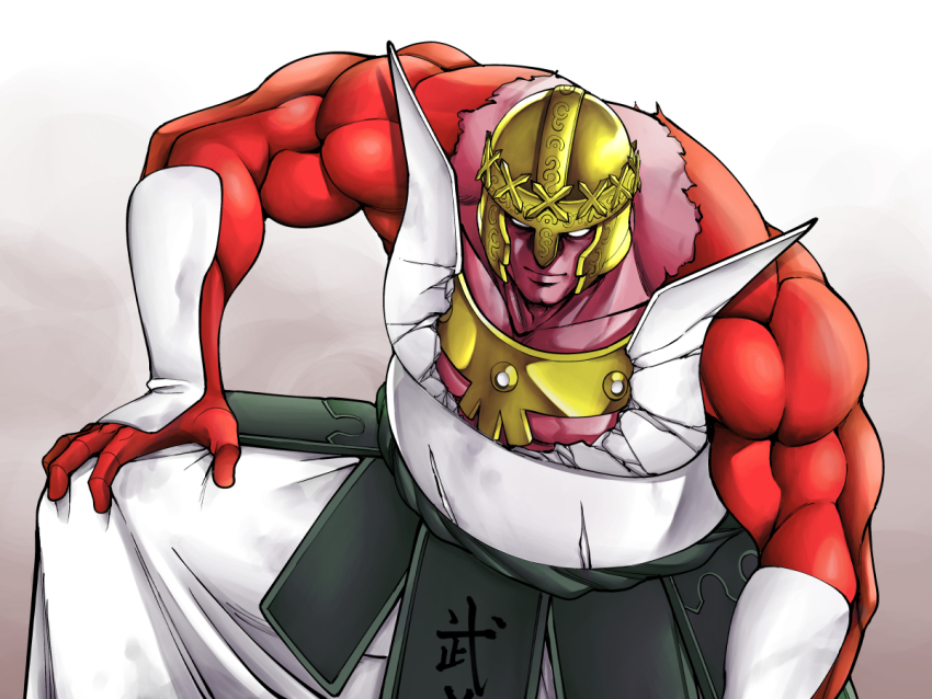 1boy biceps choujin_enma kazeya_kazuya kinnikuman looking_at_viewer mask muscular serious shaded_face solo spoilers strong_the_budo unworn_mask