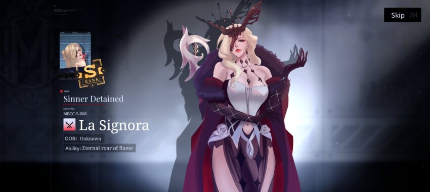 1girl 7villian7 bare_shoulders black_gloves black_mask blonde_hair blue_eyes breasts butterfly_mask cape character_name cleavage crossover delusion_(genshin_impact) dress earrings elbow_gloves english_text fishnet_gloves fishnets genshin_impact gloves half_mask highres jewelry lace-trimmed_eyepatch large_breasts long_hair looking_at_viewer mask mask_over_one_eye multiple_views one_eye_covered path_to_nowhere red_cape red_lips signora_(genshin_impact) smile studded_gloves