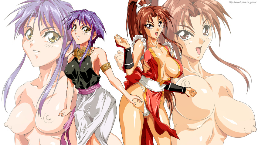 1990s_(style) fatal_fury highres nipples nolia retro_artstyle shiranui_mai sulia_gaudeamus