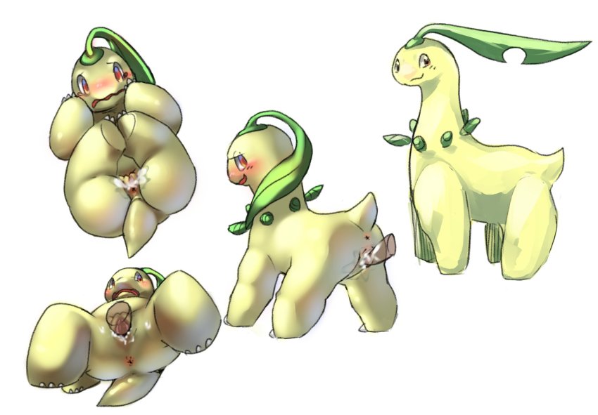 artist_request bayleef furry gen_2_pokemon highres nintendo open_mouth pokemon pokemon_(creature) red_eyes