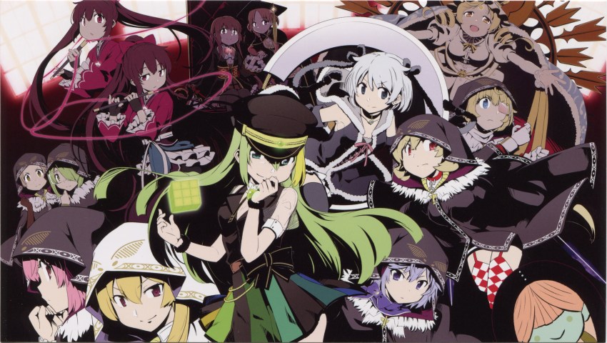 6+girls absurdres alina_gray amane_tsukasa amane_tsukuyo azumi_hagumu azusa_mifuyu backlighting black_cape black_choker black_cloak black_gloves black_headwear black_legwear black_scrunchie blonde_hair bow breasts brooch brown_eyes brown_hair cape chakram checkered_clothes checkered_legwear choker cloak contrapposto cross-laced_clothes cube dress drill_hair end_card evil_smile expressionless fighting_stance fingerless_gloves fur-trimmed_cape fur_trim garter_straps gloves glowing goggles green_eyes green_hair grey_hair grin hair_over_one_eye hair_ribbon hand_to_own_mouth hat highres hiiragi_nemu holding_hands holy_mami hozumi_shizuku indoors japanese_clothes jewelry large_breasts layered_skirt long_hair looking_afar looking_at_viewer looking_back magia_record:_mahou_shoujo_madoka_magica_gaiden mahou_shoujo_madoka_magica makino_ikumi masu_kitsune midori_ryo miyabi_shigure mortarboard multicolored_skirt multiple_girls nanase_yukika official_art outstretched_arms peaked_cap pink_eyes pink_hair pink_ribbon pleated_skirt profile puffy_short_sleeves puffy_sleeves purple_eyes purple_hair purple_ribbon red_eyes red_hair ribbon satomi_touka scrunchie serious short_hair short_sleeves siblings sisters skirt smile soul_gem sunlight tassel thighhighs throne tomoe_mami twin_drills twins uwasa_(madoka_magica) v-shaped_eyebrows very_short_hair vest waist_bow waistcoat weapon wide_shot window yellow_eyes yuzuki_hotori