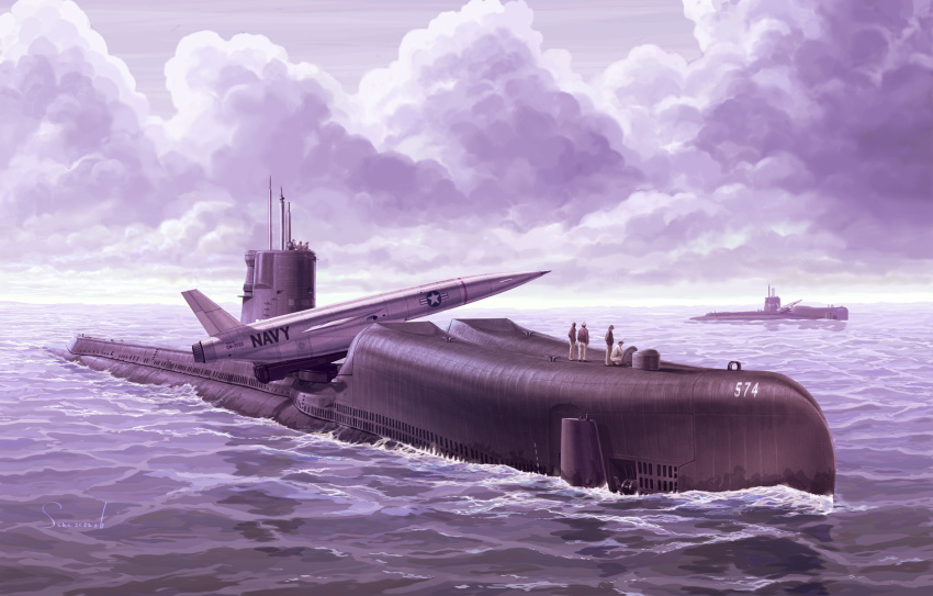 6+boys cloud cloudy_sky cruise_missile cruise_missile_submarine day highres military military_vehicle multiple_boys nuclear_missile nuclear_weapon ocean outdoors partially_submerged real_life same_(carcharodon) ship sky submarine submarine-launched_cruise_missile surface-to-surface_missile thermonuclear_missile thermonuclear_weapon united_states_navy uss_grayback_(ssg-574) vehicle_focus warship watercraft weapon_of_mass_destruction