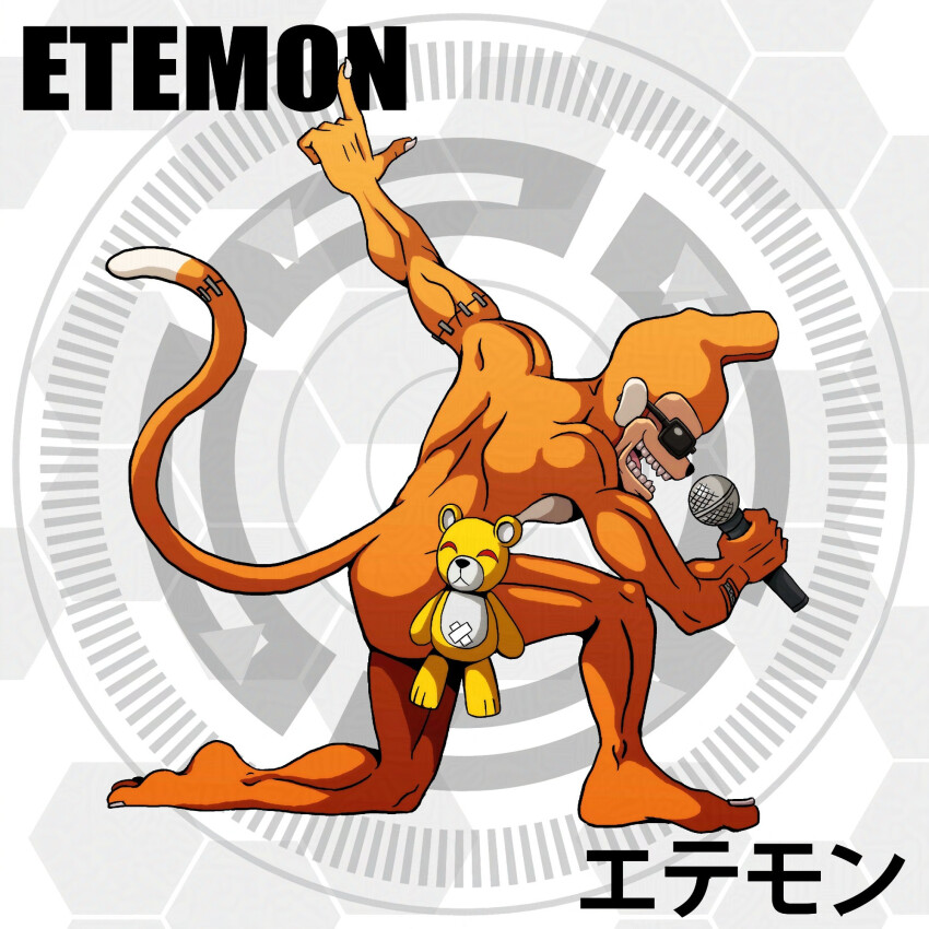 circle d_sandy digimon digimon_(creature) digimon_adventure etemon monzaemon music singing solo sunglasses tail