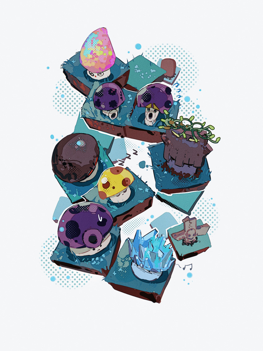 creature creature_focus doom-shroom_(plants_vs_zombies) grass grass_block grave_buster_(plants_vs_zombies) highres hightguy hypno-shroom_(plants_vs_zombies) ice-shroom_(plants_vs_zombies) no_humans plant plants_vs_zombies puff-shroom_(plants_vs_zombies) scaredy-shroom_(plants_vs_zombies) sun-shroom_(plants_vs_zombies) white_background
