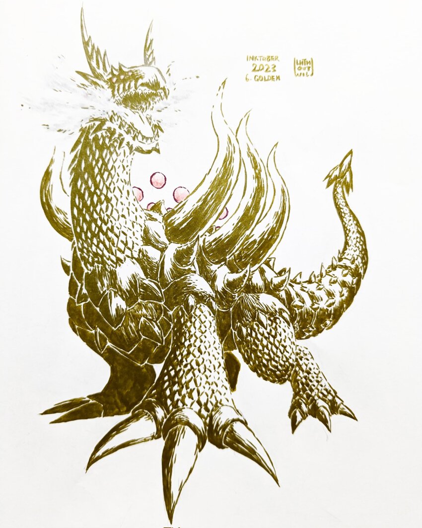 digicore digimon digimon_(creature) dragon highres huanglongmon sharp_teeth solo tail teeth white_background