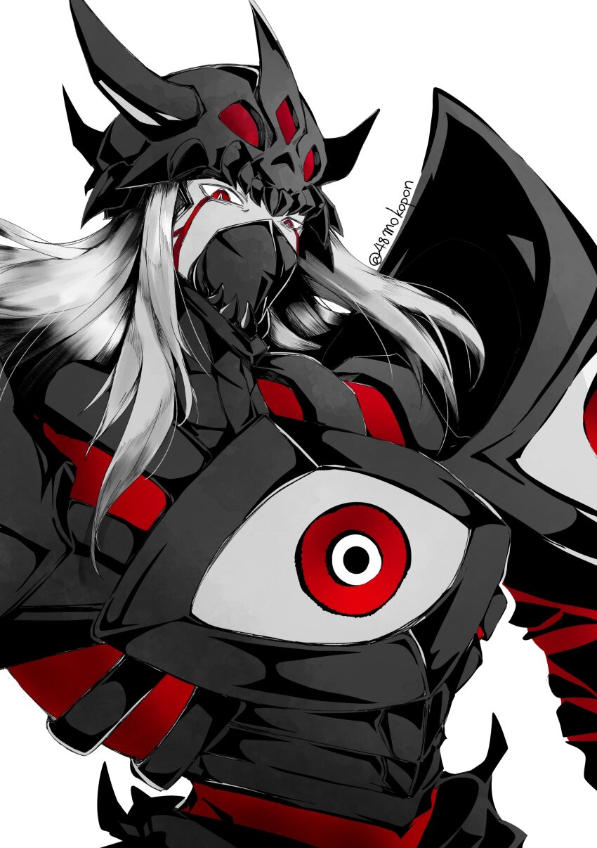 1boy absurdres blonde_hair corruption digimon digimon_(creature) digimon_frontier duskmon highres male_focus red_eyes solo