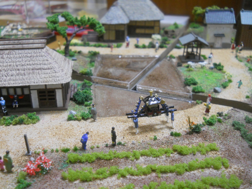 absurdres blurry bush diorama diorama_(medium) door farm fujiwara_no_mokou hakurei_reimu hieda_no_akyuu highres kamishirasawa_keine kirisame_marisa model morichika_rinnosuke motoori_kosuzu photo_(medium) rekishitai river road rural scenery tokiko_(touhou) touhou tree unconventional_media village well