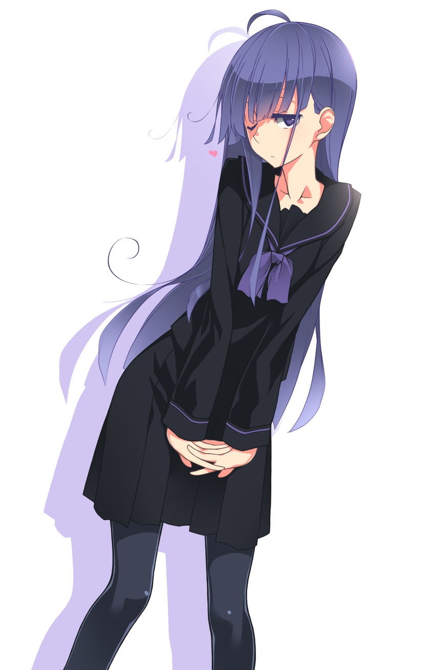 absurdres ahoge black_serafuku highres kazami_nobuko original oteruko_(wanabeee) pantyhose school_uniform serafuku solo