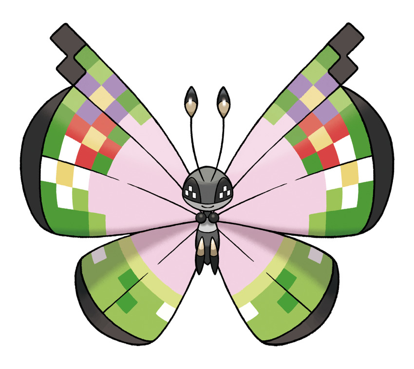 alternate_form animal_focus antennae artist_request bug butterfly butterfly_wings closed_mouth full_body gen_6_pokemon highres insect insect_wings nintendo no_humans official_art pokemon pokemon_(creature) pokemon_focus pokemon_xy smile solo straight-on third-party_source transparent_background vivillon vivillon_(fancy) wings